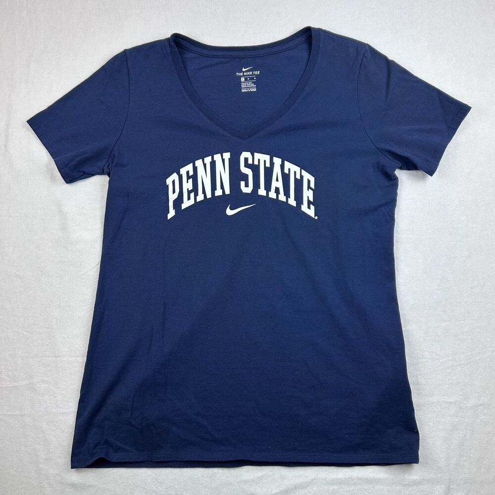 Penn State Nittany Lions Nike V Neck T Shirt Womens M Blue Short Sleeve